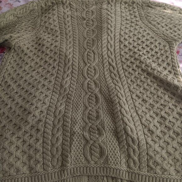 Aran Crafts 100% wool peacoat style sweater, high neck crossover closure XXL - Picture 9 of 11